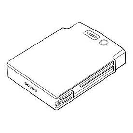 Zebra BTRY-ET5X-PRPK2-01 handheld mobile computer battery, rectangular shape, black plastic casing, features a power button and indicator lights on one side.