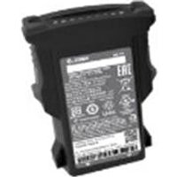 Black Zebra handheld mobile computer battery with white label and model details.