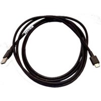 Black Zebra USB cable, 2.13 m, with USB A and USB C connectors, coiled neatly.