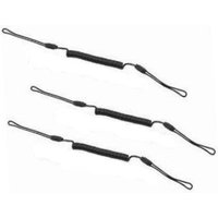 Black Zebra stylus pen accessory with coiled tether, set of three, featuring looped ends for secure attachment.