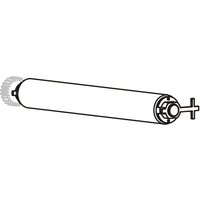 Black and white Zebra P1027135-039 printer/scanner roller with gear and cross-shaped end.