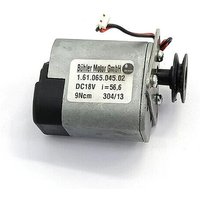 Gray Zebra printer motor with black casing, labeled with specifications, and attached wiring connector.
