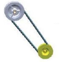 Gray and yellow Zebra P1031925-023 printer/scanner spare part with two circular components connected by rods.