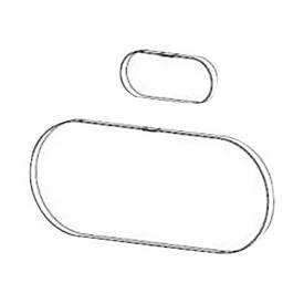Two rubber belts in varying sizes, one larger and oval-shaped, the other smaller and rectangular, designed as spare parts for Zebra printers and scanners.