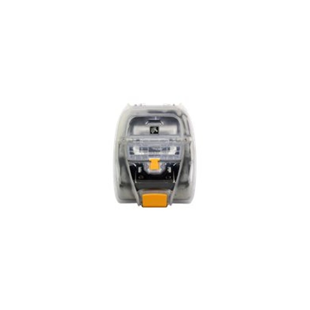 Zebra P1063406-044 printer/scanner spare part in gray plastic with a transparent top, featuring a central yellow button and a compact, rectangular design.