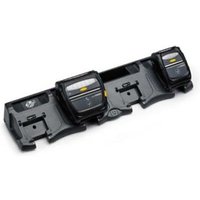 Black Zebra P1063406-053 mobile device charger with dual slots and LED indicators for portable printers.