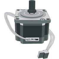 Square-shaped Zebra printer motor with black casing, silver top, and attached wiring connector.
