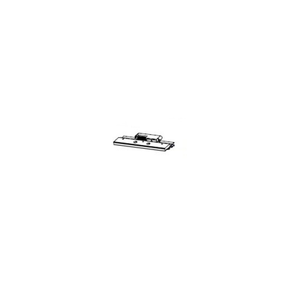 Zebra P1083320-011 print head in silver metal, featuring a flat, rectangular design with a central mounting point and multiple connectors for thermal transfer printing.