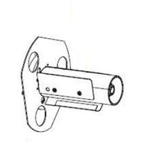 Zebra P1083320-113 spindle, cylindrical with mounting plate, three holes, and rectangular attachment.
