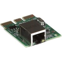 Green Zebra printer/scanner module with circuit board, black Ethernet port, and gold connectors.