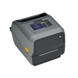 Zebra P1112640-017C printer/scanner spare part in gray with a front loading design, featuring a control panel and WLAN interface for wireless connectivity.