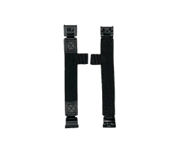 Black adjustable straps with plastic clips designed for mounting handheld mobile computers, featuring a durable fabric material and secure fastening system.