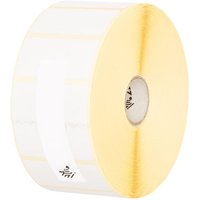 White Zebra Z-Select 2000T label roll with yellow core, featuring Zebra logo on labels.
