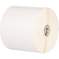 White Zebra Z-Ultimate 3000T label roll with glossy finish and core visible in the center.