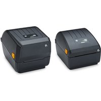 Black Zebra ZD220 label printer, compact design, with control buttons and logo on top, direct thermal printing.