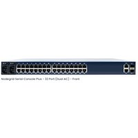 Black ZPE Nodegrid Serial Console Plus with 32 ports, compact rack-mount design, dual Ethernet ports on the right.