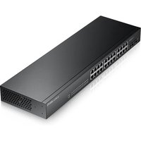 Black Zyxel GS-1900-24 v2 Managed L2 Gigabit Ethernet switch with 24 ports and sleek 1U rack-mount design.