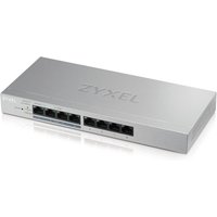 Grey Zyxel GS1200-8HP v2 managed Gigabit Ethernet switch with 8 ports, PoE capability, and sleek rectangular design.