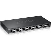 Black Zyxel GS2220-50 Managed L2 Gigabit Ethernet switch with 48 ports and sleek rectangular design.