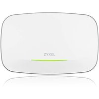 White Zyxel wireless access point with rounded edges and green LED indicator, supports PoE, model NWA130BE-EU0101F.