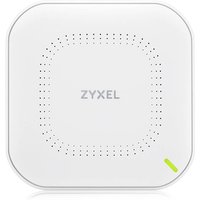 White Zyxel NWA90AX PRO router with rounded edges, perforated design, and green LED indicator.