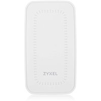 White Zyxel WAX300H wireless access point with PoE, rectangular design, and perforated edges.