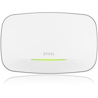 White Zyxel WBE630S PoE device with smooth edges, green LED indicator, and subtle logo on front.