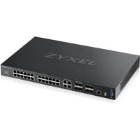 Black Zyxel XGS4600-32 Managed L3 Gigabit Ethernet switch with 24 ports, 4 SFP+ slots, and sleek rectangular design.