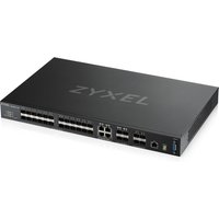 Black Zyxel XGS4600-32F Managed L3 switch with multiple ports, sleek design, and Zyxel logo on top.