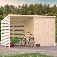 Black plastic grid panels forming a 13x6 shed base, interlocking design, suitable for garden sheds or outdoor structures.
