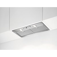 Silver AEG 70cm built-in extractor hood with dual mesh filters and integrated LED lights.