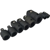Bluespot Tools 8-piece impact socket adaptor set, black steel, varying sizes with square drive ends and ball detents.