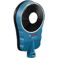 Blue Bosch 1600A001G8 SDS Dust Guard with black bristle ring and attachment nozzle.