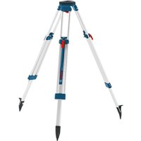 Blue and silver Bosch BT 160 Professional Tripod with adjustable legs and pointed feet.
