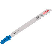 Bosch T118A 92mm metal jigsaw blade, silver with blue shank, fine teeth, and Bosch logo in red.
