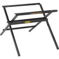 Black DeWalt scissor leg stand with sturdy metal frame and foldable design for power tools.