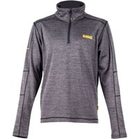 Gray Dewalt 1/4 zip mid-layer fleece with long sleeves, black seams, and yellow logo on chest, size XL.