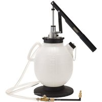 White Draper 7.5L oil filling system with black handle, hoses, and brass fittings, part of a 16-piece set.
