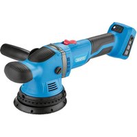 Blue Draper D20 20V brushless random orbit polisher with black grip handle and red power button.