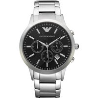Stainless steel Emporio Armani AR2434 men's chronograph watch with black dial and silver hour markers.