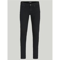 Black Jack & Jones skinny fit jeans with five-pocket design and button closure, featuring a sleek, tapered leg.