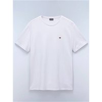 Bright white Napapijri Salis short sleeve T-shirt, size L, featuring a small logo on the chest.