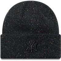 Black New York Yankees cuff knit beanie with glitter accents and embroidered logo by New Era Cap.