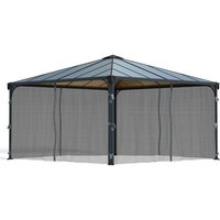 Black Palram Canopia gazebo netting for Palermo 4300 with mesh panels and zippered openings.