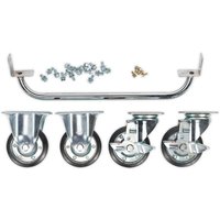 Sealey industrial kit with silver handle, four swivel wheels, and screws for 565mm cabinets.