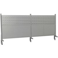 Gray Sealey back panel assembly with perforated sections and adjustable feet, designed for API2100 workstation.