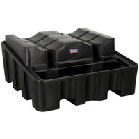 Black Sealey DRP22 drum rack with contoured top for drum storage, sturdy plastic construction, and Sealey logo.