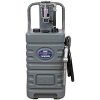 Grey Sealey 55L mobile dispensing tank with diesel pump, sturdy handle, hose, and nozzle attachment.