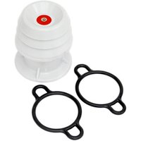 White Sealey GT117 Pneumatic Glove Tester with ribbed design, red center, and two black circular rings.