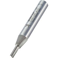 Silver Trend two flute router cutter with engraved measurements and tapered tip.